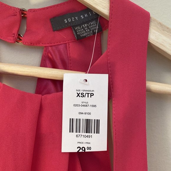 Suzy Shier Hot Pink Sleveless Tank Top Blouse with Silver Buttons XS - Picture 4 of 12